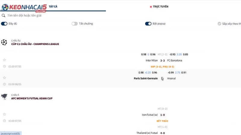 Các tính năng nổi bật của mục Lịch Thi Đấu Keonhacai5